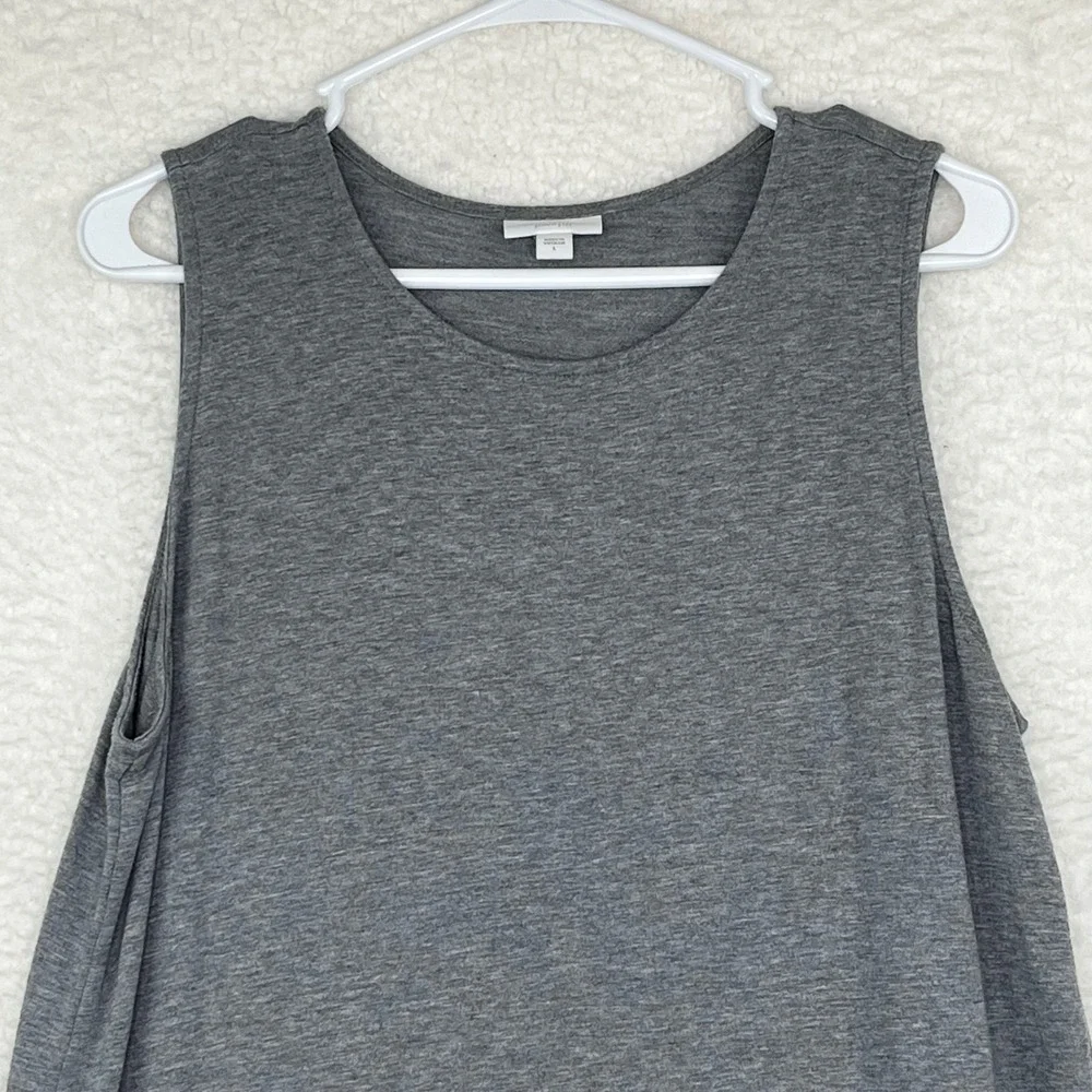 J. Jill Grey Sleeveless Shift Dress Women's L Crew Neck Pockets Pima Cotton